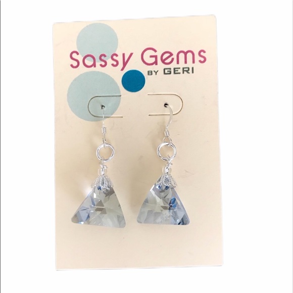 Handmade Custom designed Swarovski Sterling earrings One of a Kind Handcrafted
